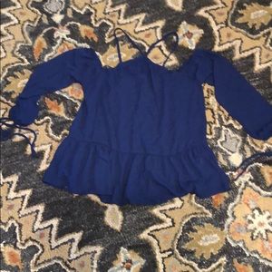 Navy Blue Off-the Shoulder Crop Top